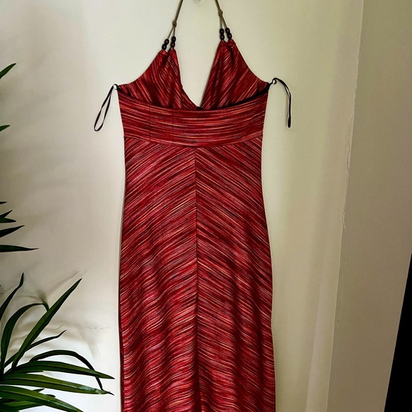 Guess Red and orange shiny dress with leather straps. Just gorgeous on! - Picture 2 of 3